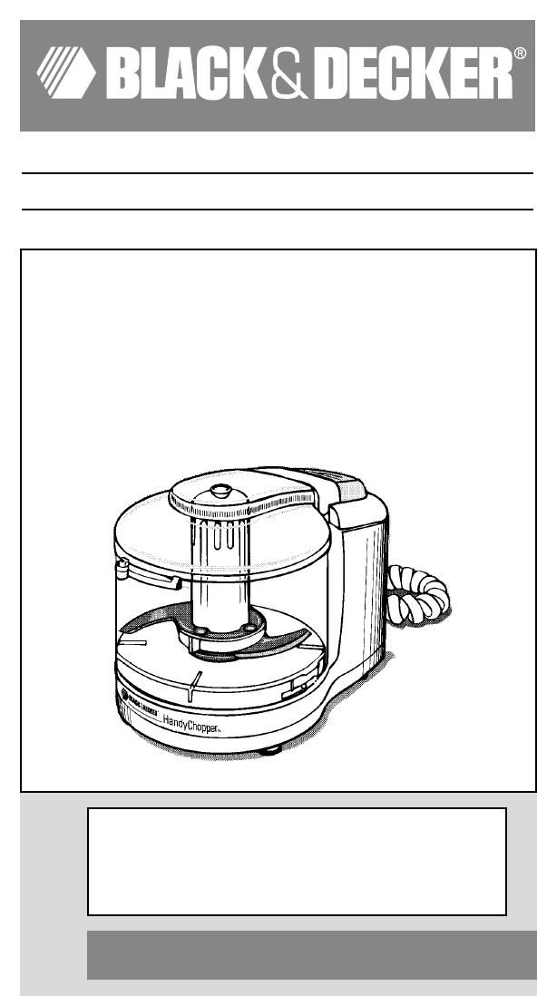 Black Decker Food Processor HC2000 User Guide ManualsOnline