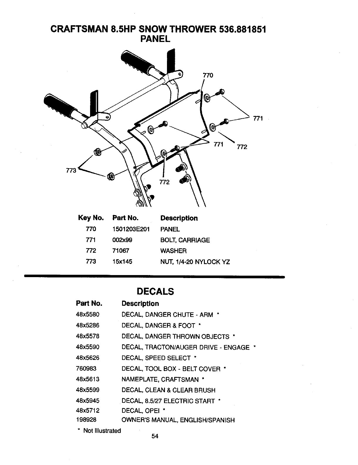 Page 54 of Craftsman Snow Blower 536881851 User Guide | ManualsOnline.com