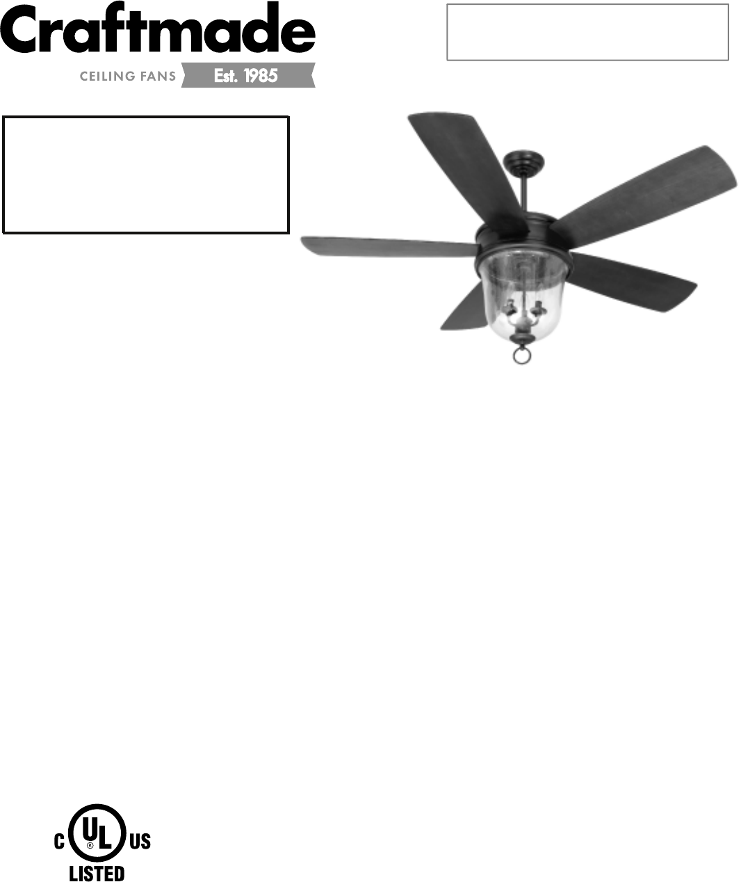 Craftmade Outdoor Ceiling Fan Fb600bg5 User Guide