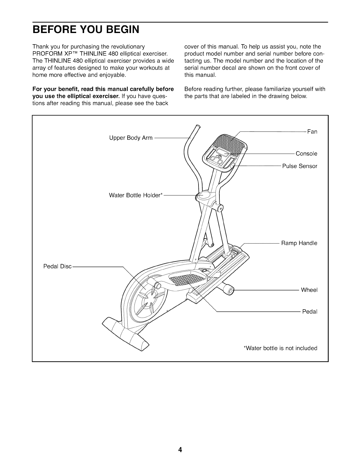 Proform xp elliptical online thinline 480