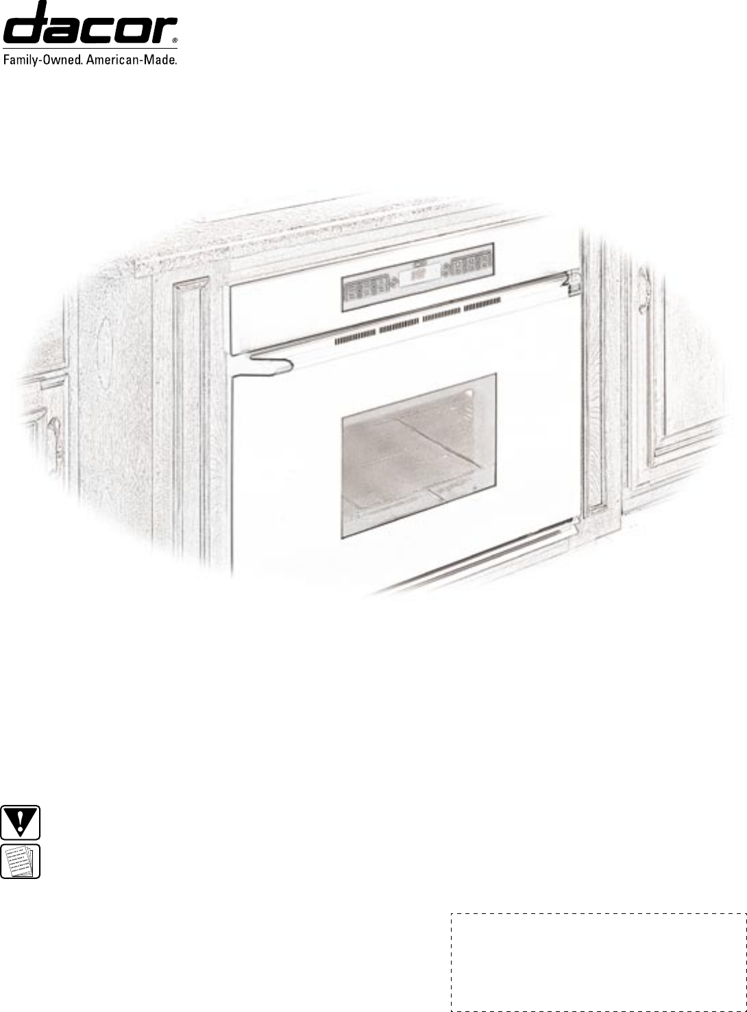 Dacor wall oven user manual