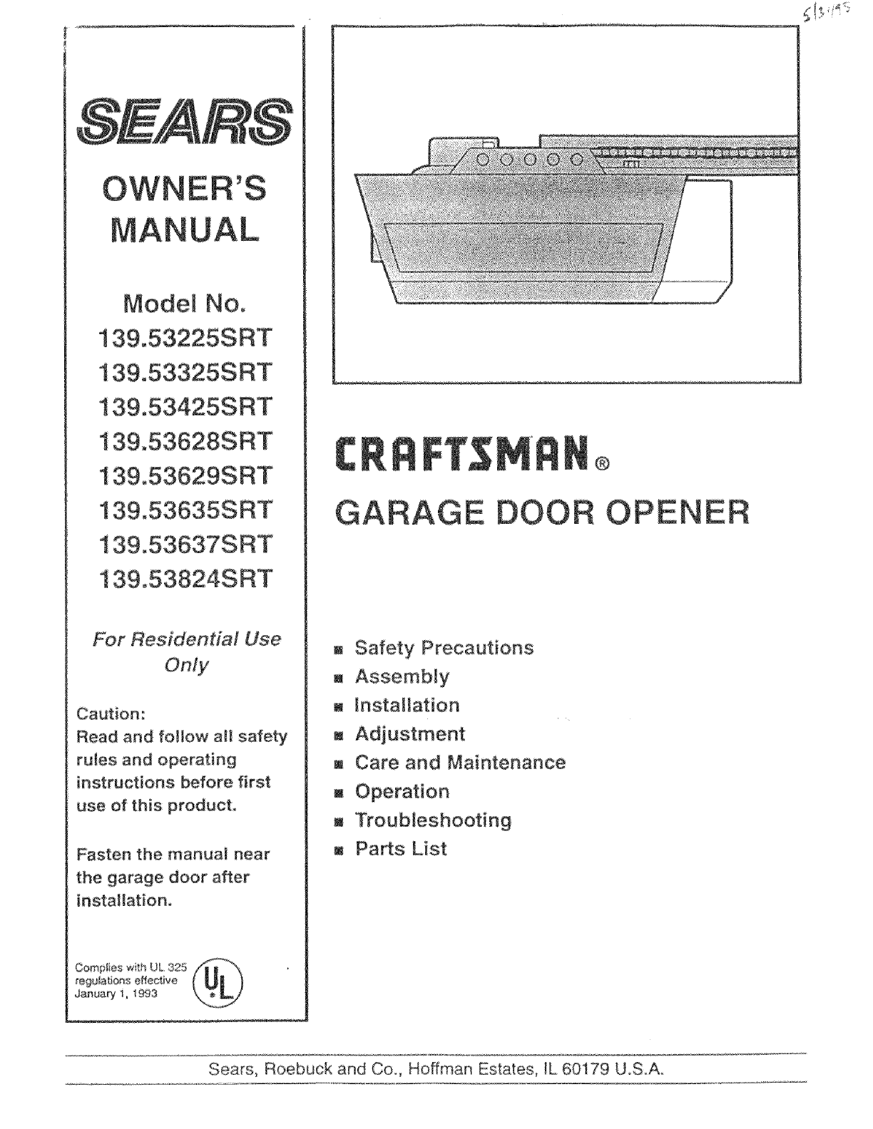 Motor craftsman 1 2 hp manual