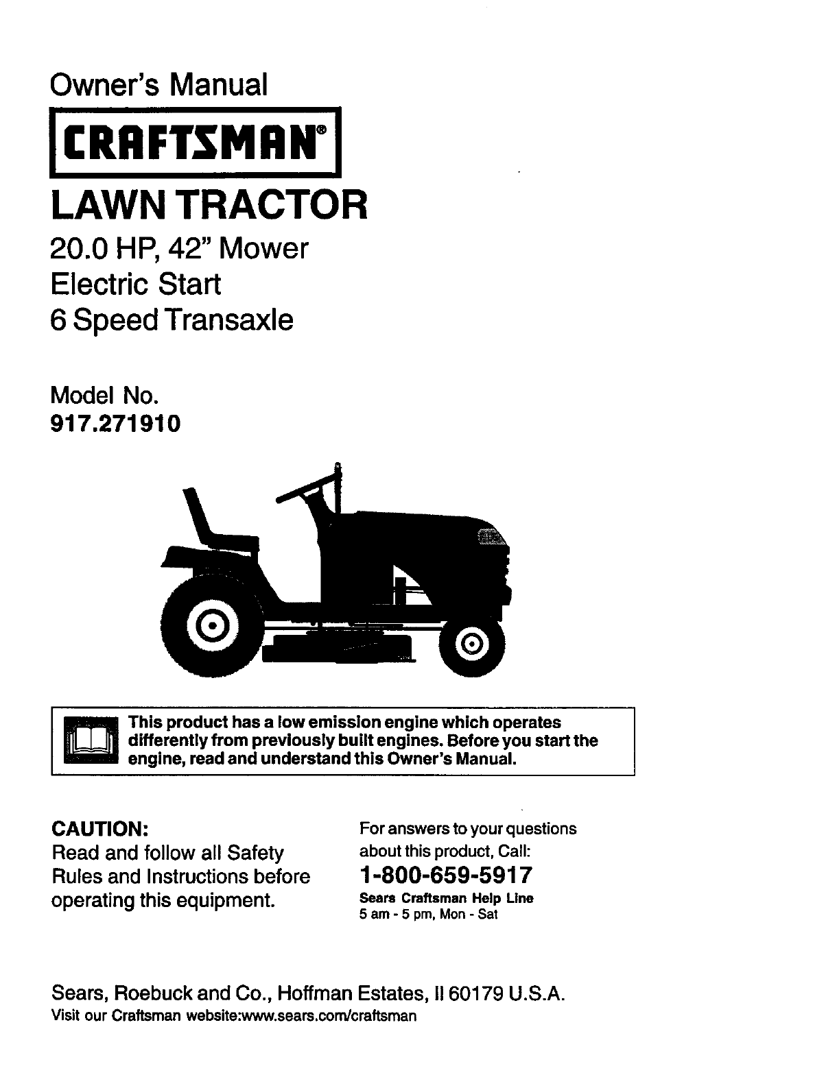 Craftsman Lawn Mower 917.27191 User Guide | ManualsOnline.com