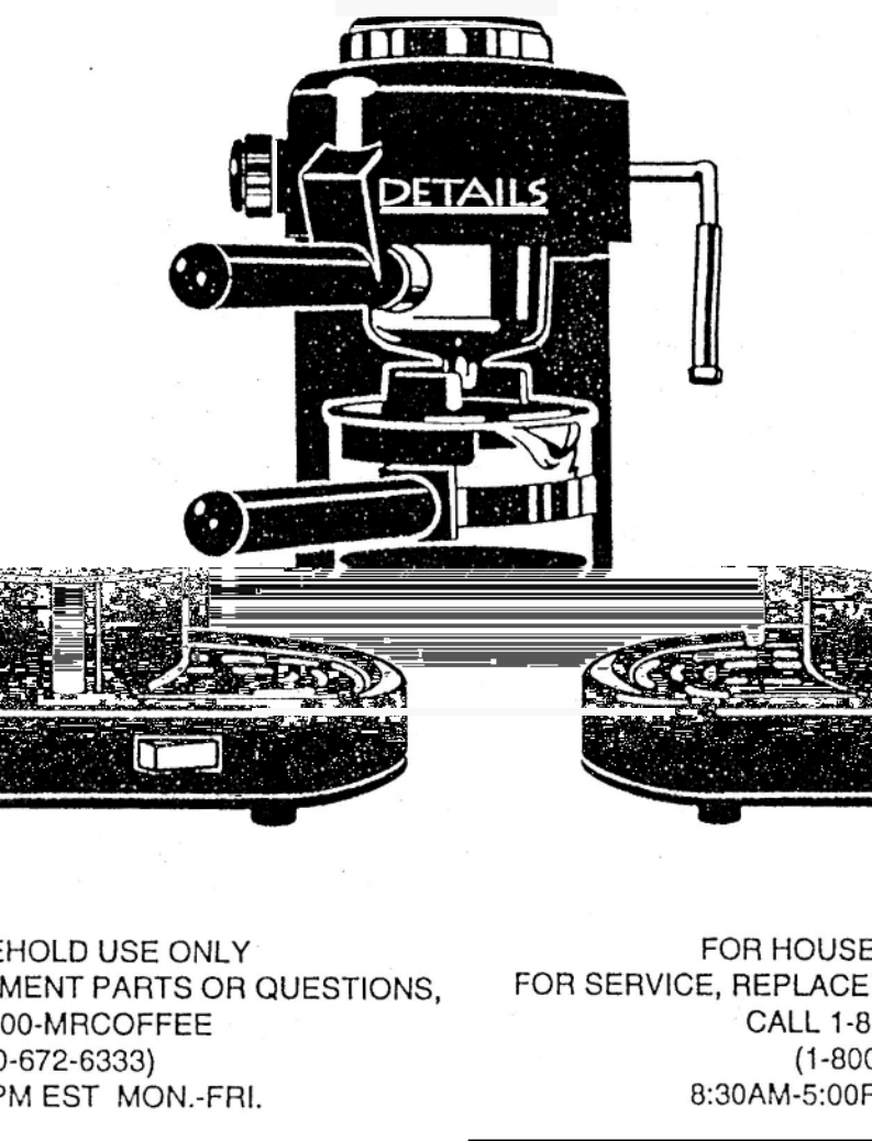 Mr. Coffee Espresso Maker ECM7 User Guide