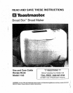 Toastmaster Platinum Bread Butter Maker Parts model 1197S instruction manual  recipes