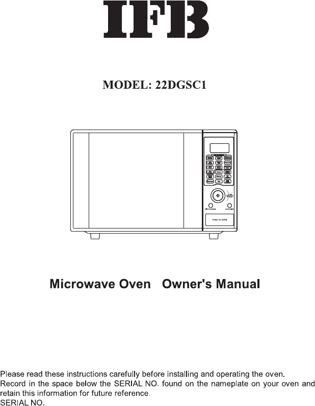 User manual oven