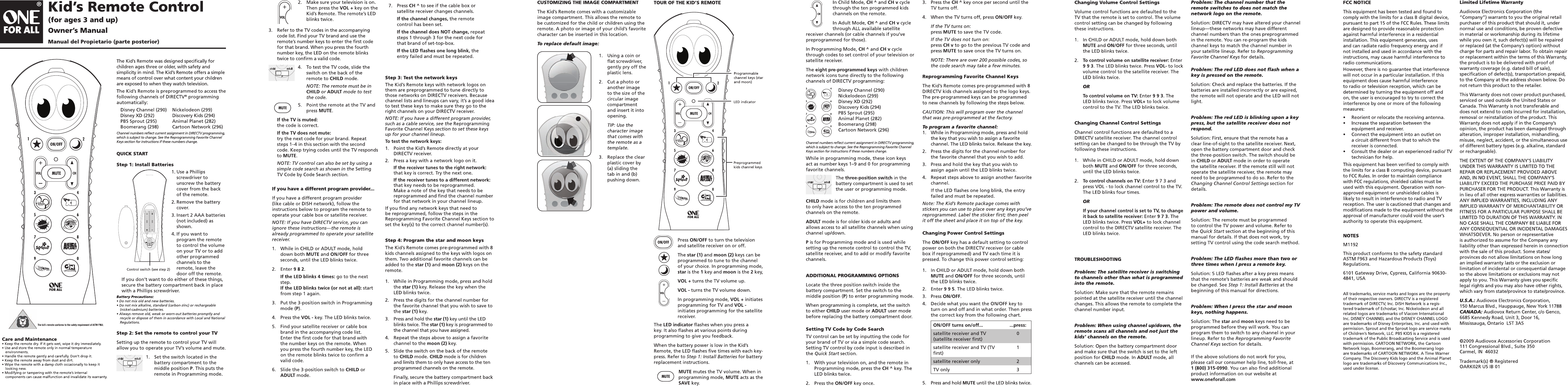 Manual for one for all universal remote