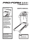 ProForm Treadmill 325i User Guide ManualsOnline