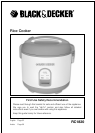 BLACK and DECKER RC503,RC503R - 3 Cup Rice Cooker Manual