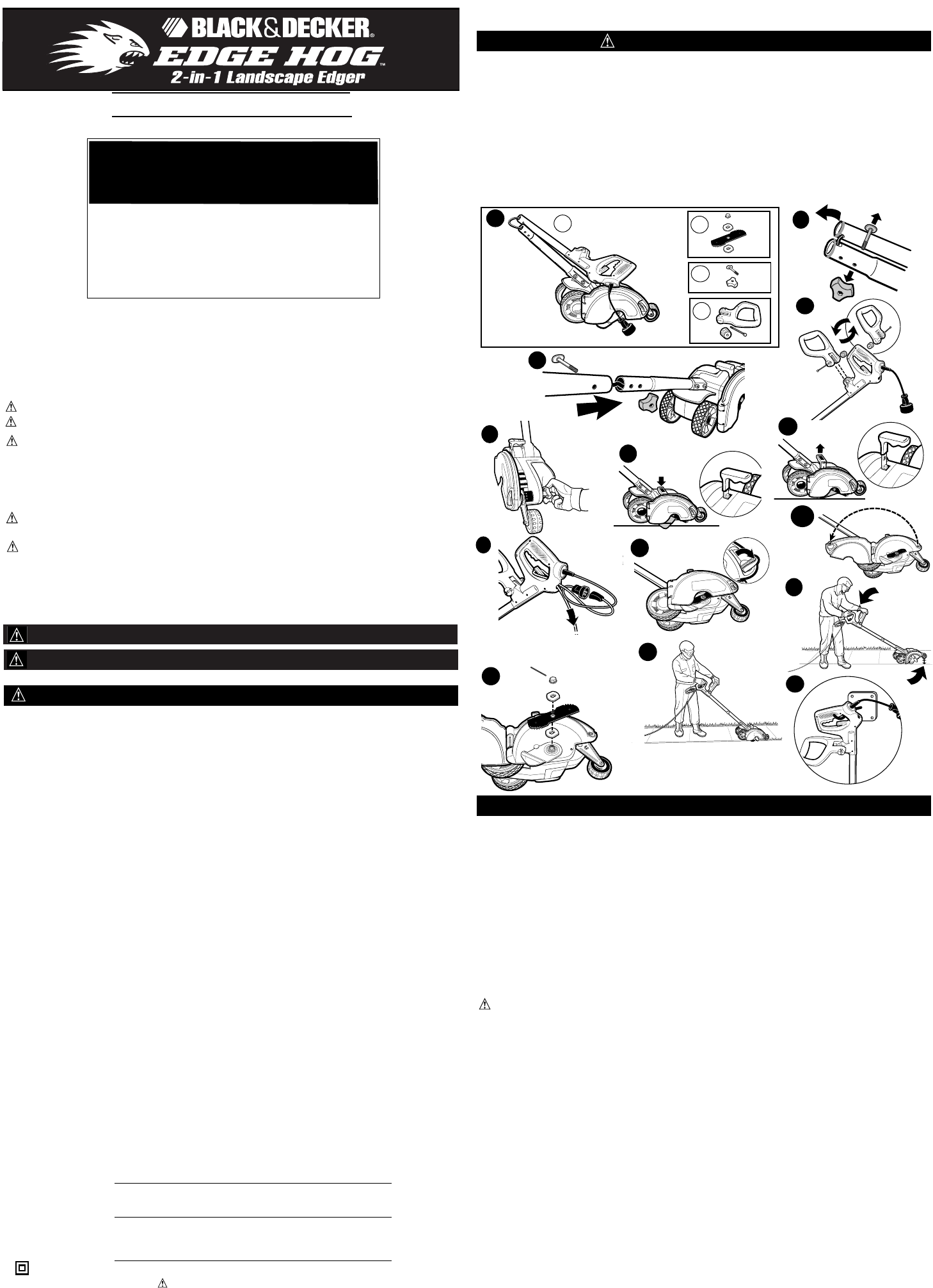 BLACKandDECKER LE750 EdgeHOG 2-in-1 Landscape Edger Instruction Manual