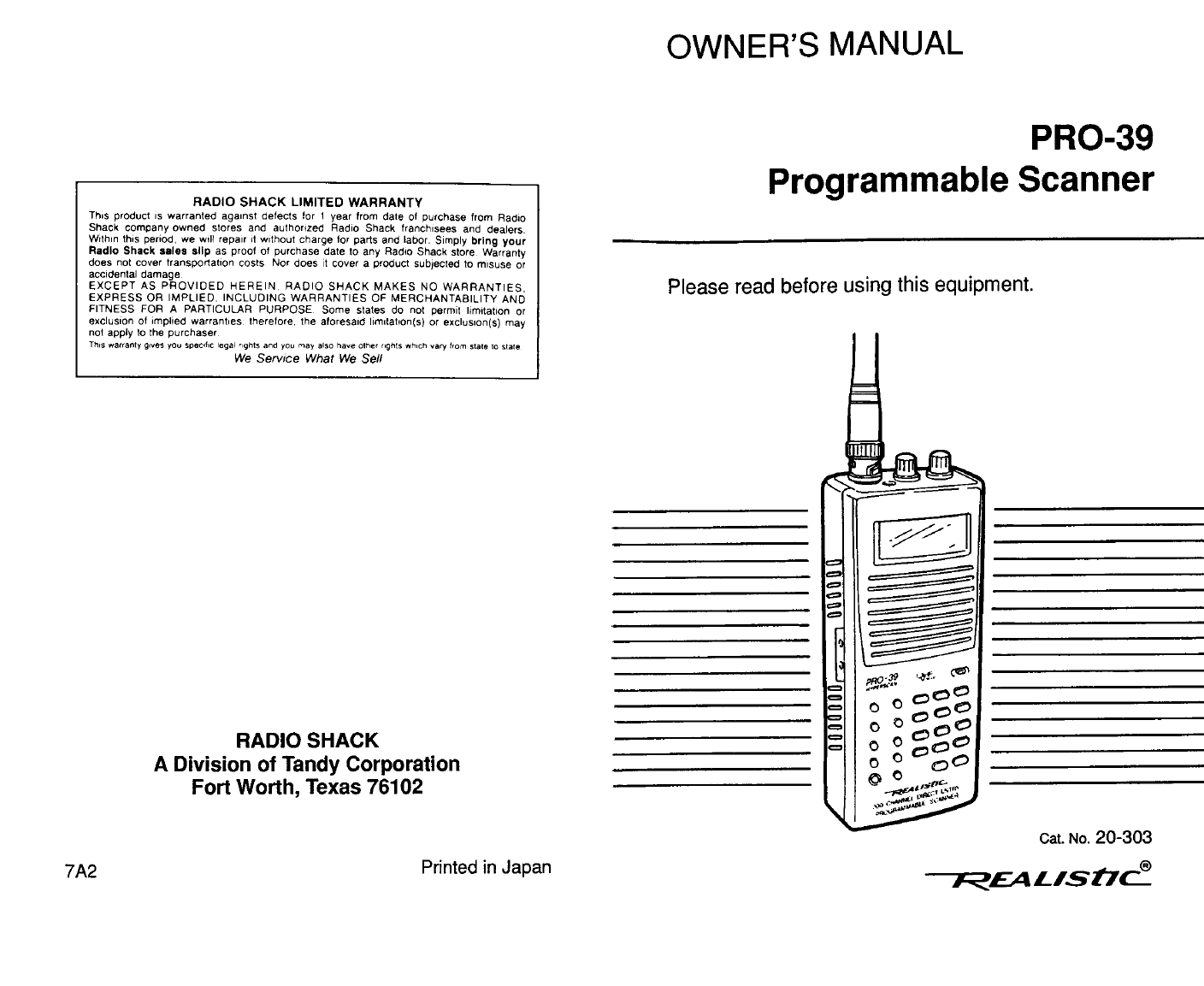 Realistic Scanner PRO-39 User Guide | ManualsOnline.com