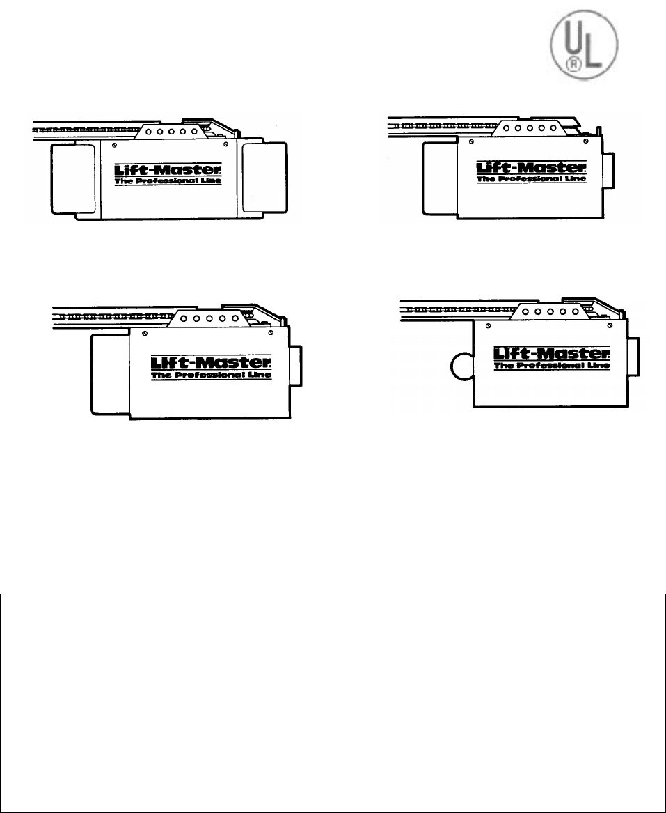 Liftmaster Professional Line Garage Door Opener Manual - Garage and
