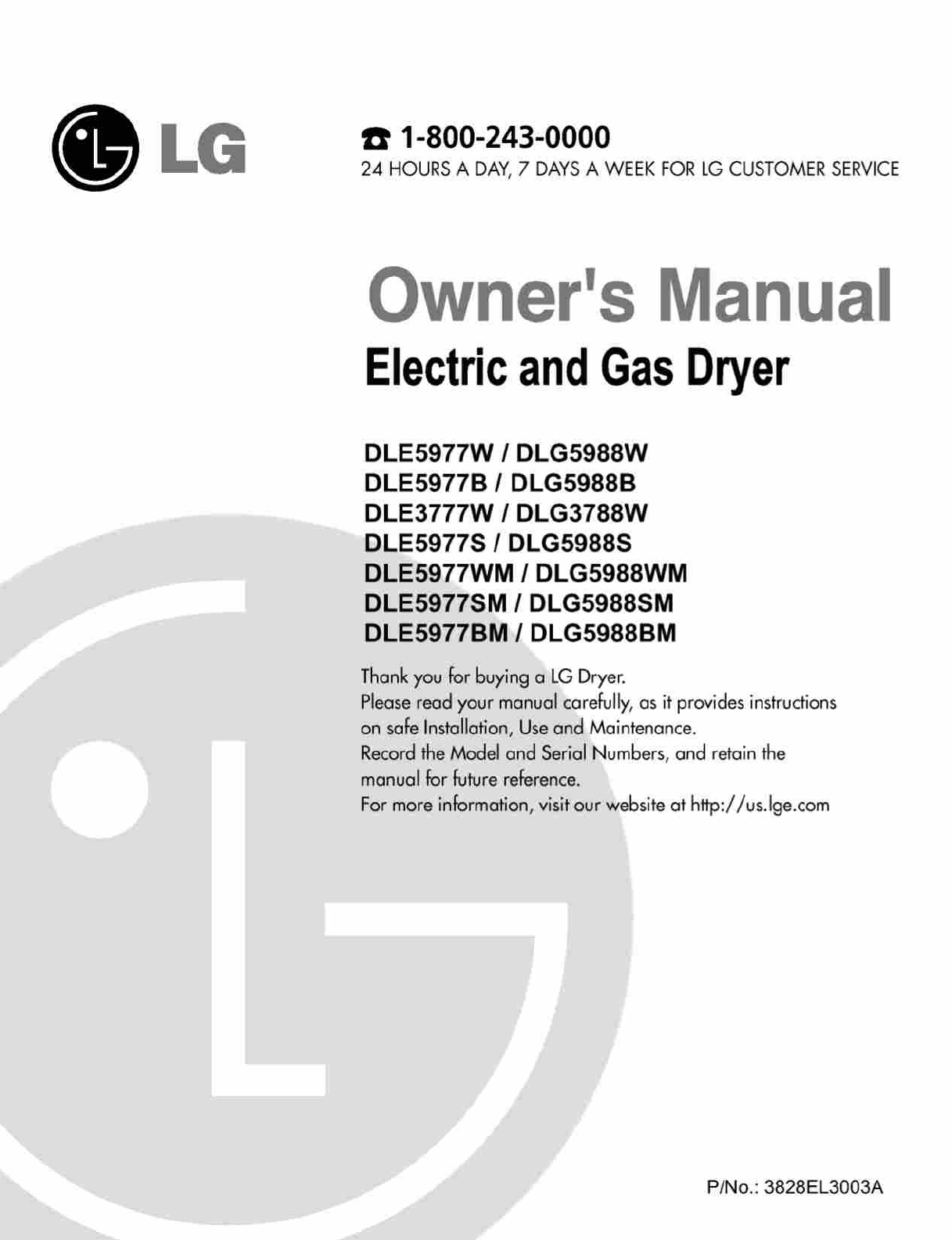 lg dryer owners manual