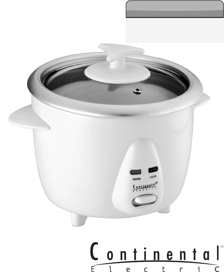 Continental Electric CE23201 6 Cooker, uncooked rice, 3-Cup (Cooked), White