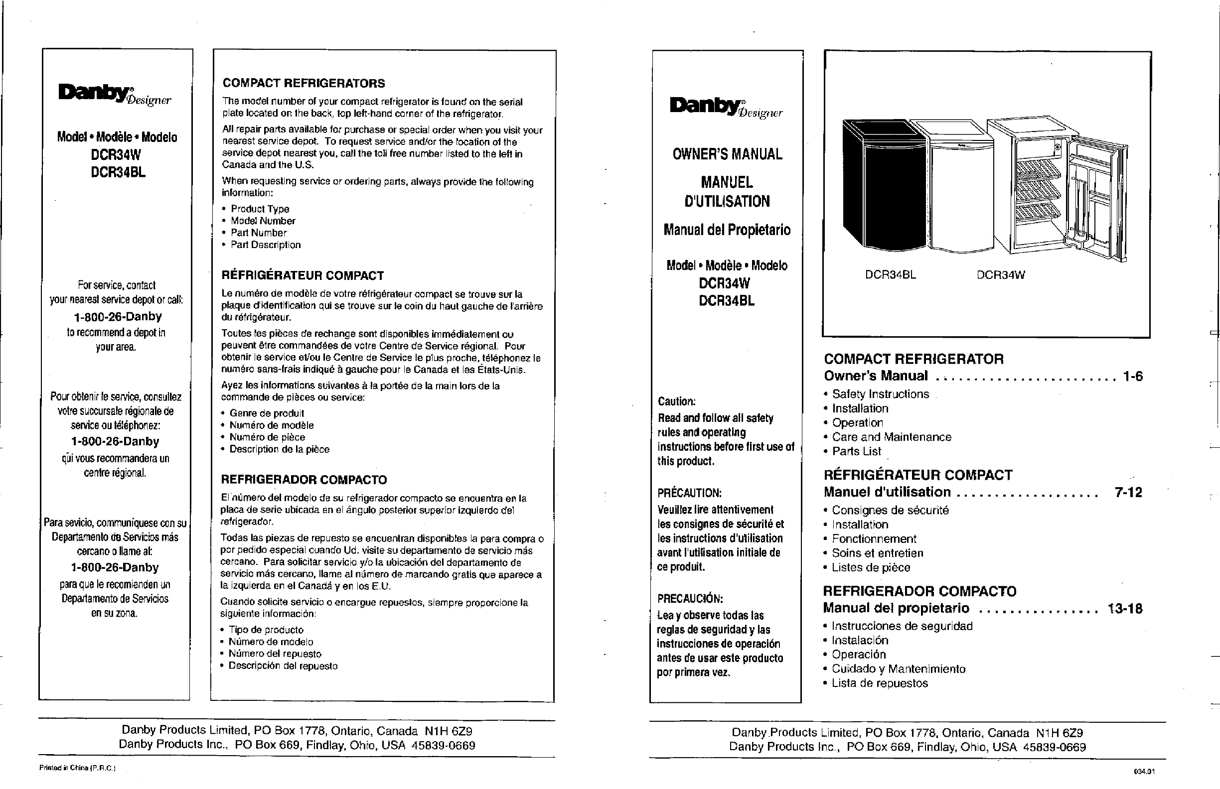 Cambiable dramático Limitado Danby Refrigerator DCR34W User Guide | ManualsOnline.com