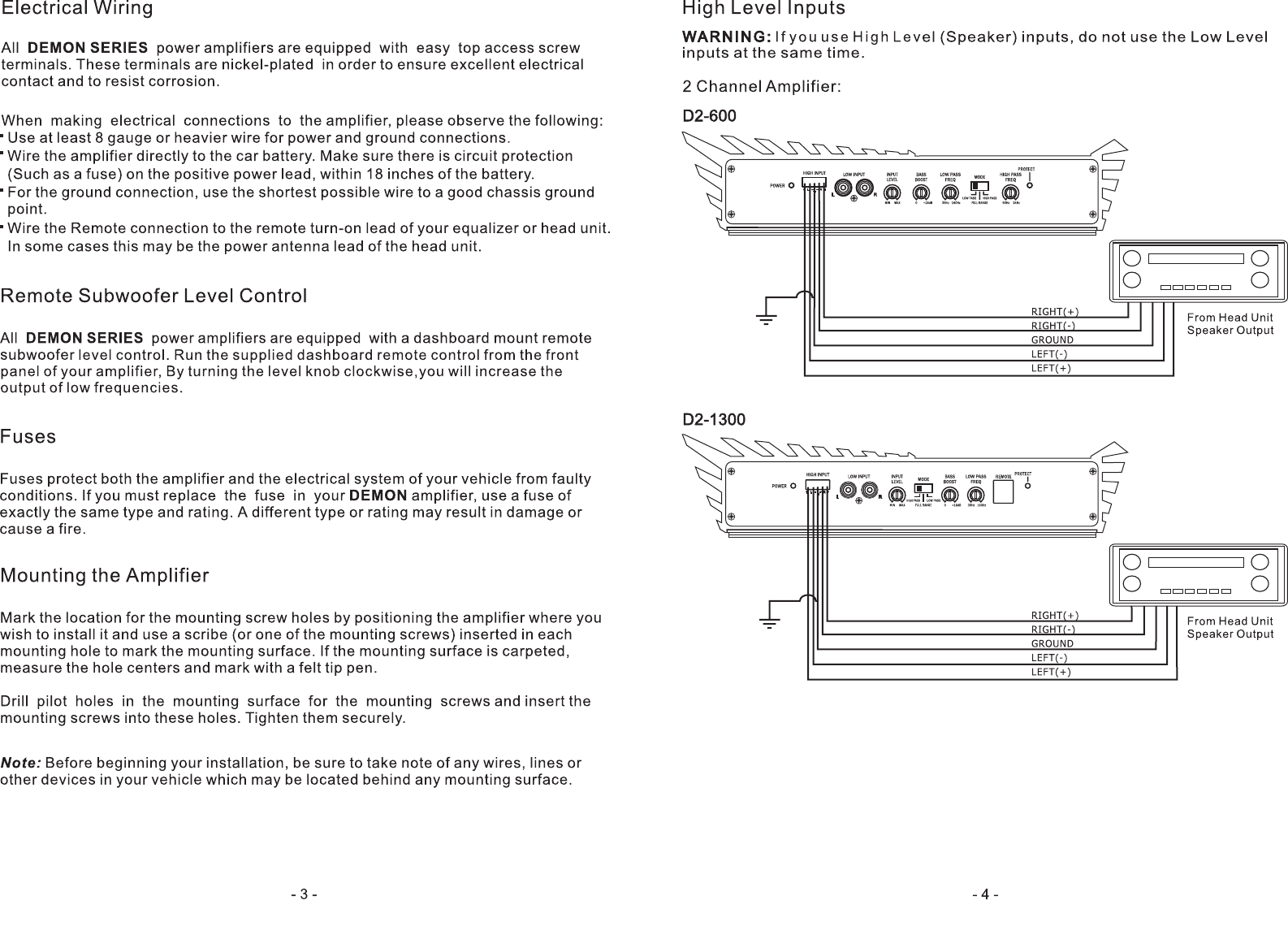 Page 3 of Power Acoustik Car Amplifier D4-1400 User Guide |  ManualsOnline.com  Power Acoustik Wiring Diagram    Car Audio and Video Manuals - Manuals Online