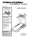 Free ProForm Treadmill User Manuals ManualsOnline