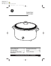 GE 169143 Slow Cooker User Manual : Free Download, Borrow, and