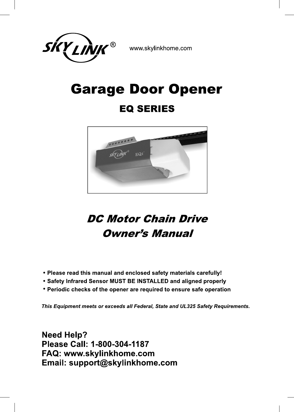 Skylink Garage Door Opener Eq User Guide Manualsonline Com