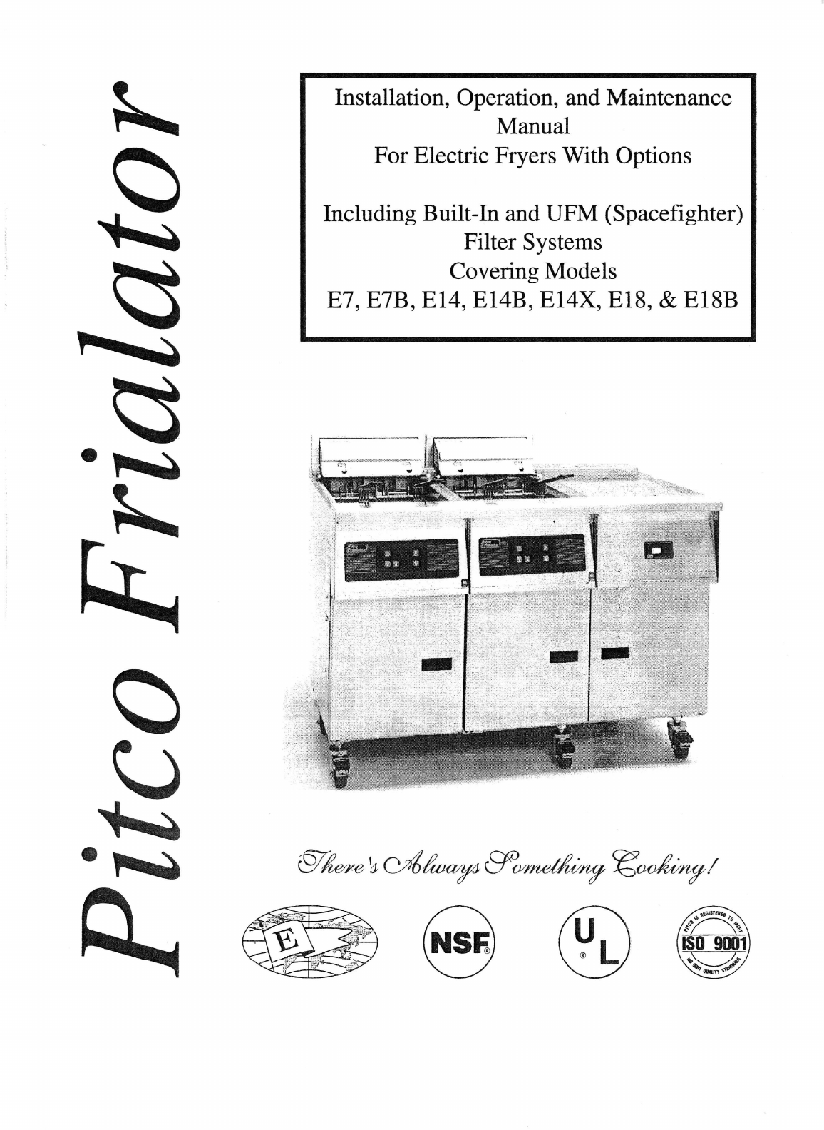 Pitco Frialator Fryer E18B User Guide