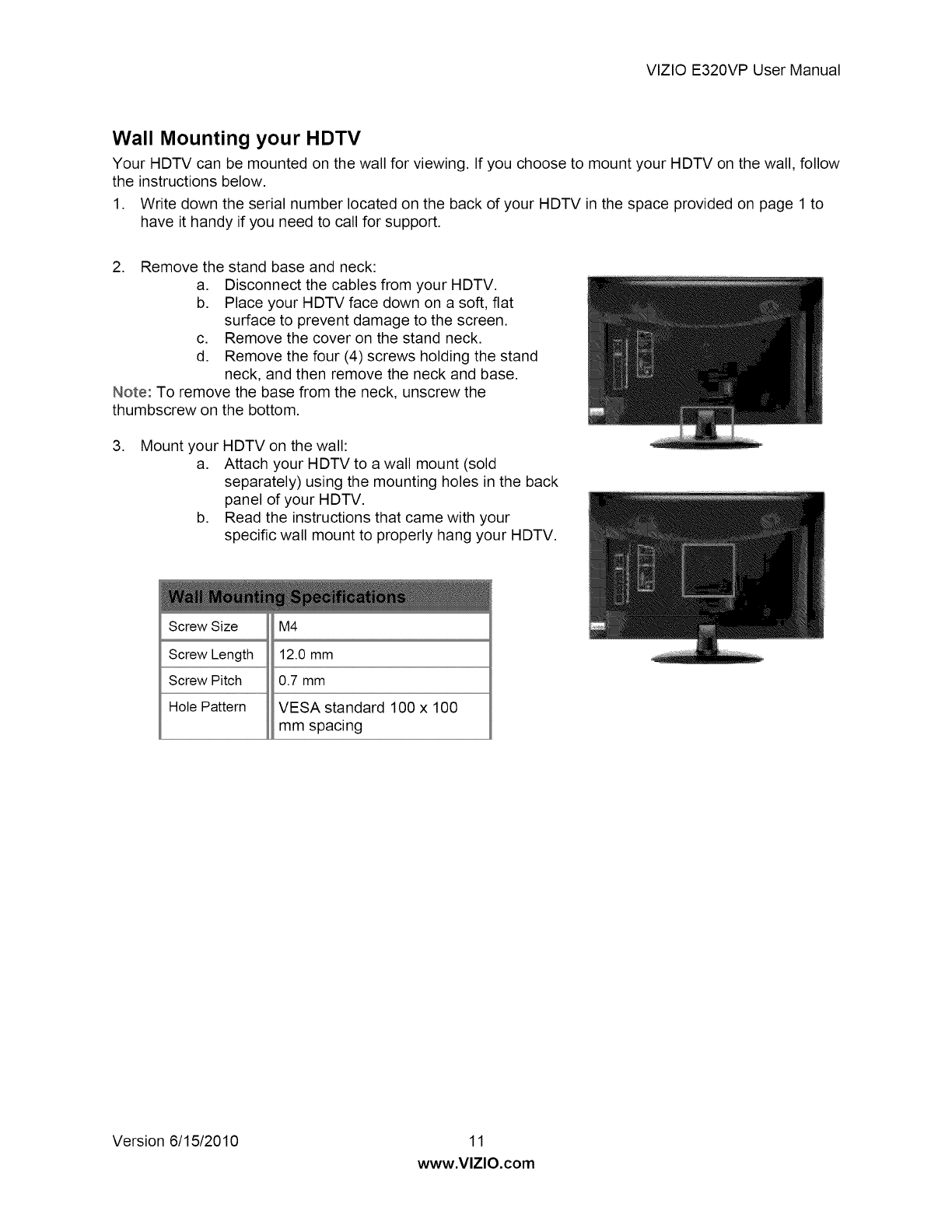 Page 11 Of Vizio Flat Panel Television E320vp User Guide