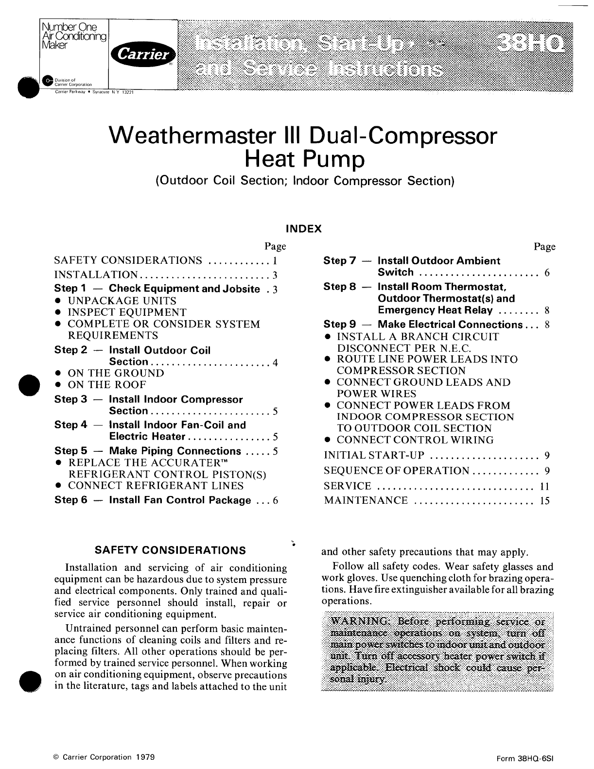 Carrier heat pump thermostat instruction manual