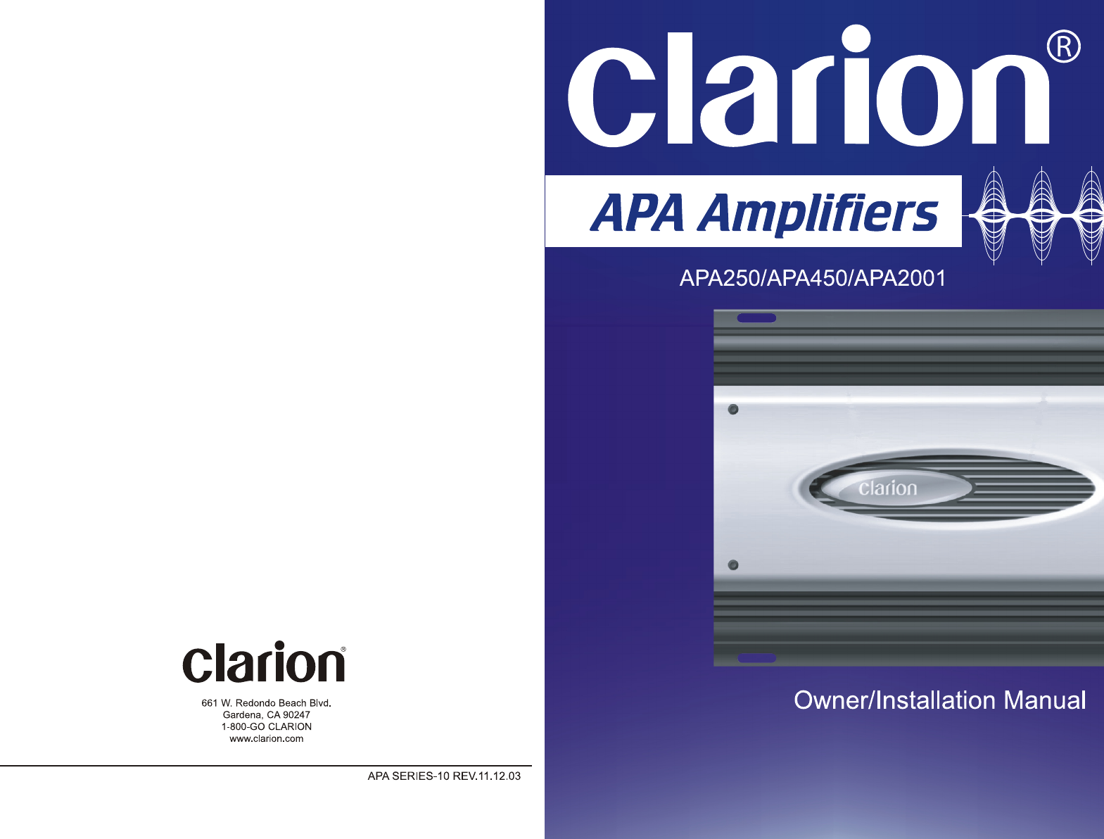 Clarion Car Stereo System APA450 User Guide | ManualsOnline.com