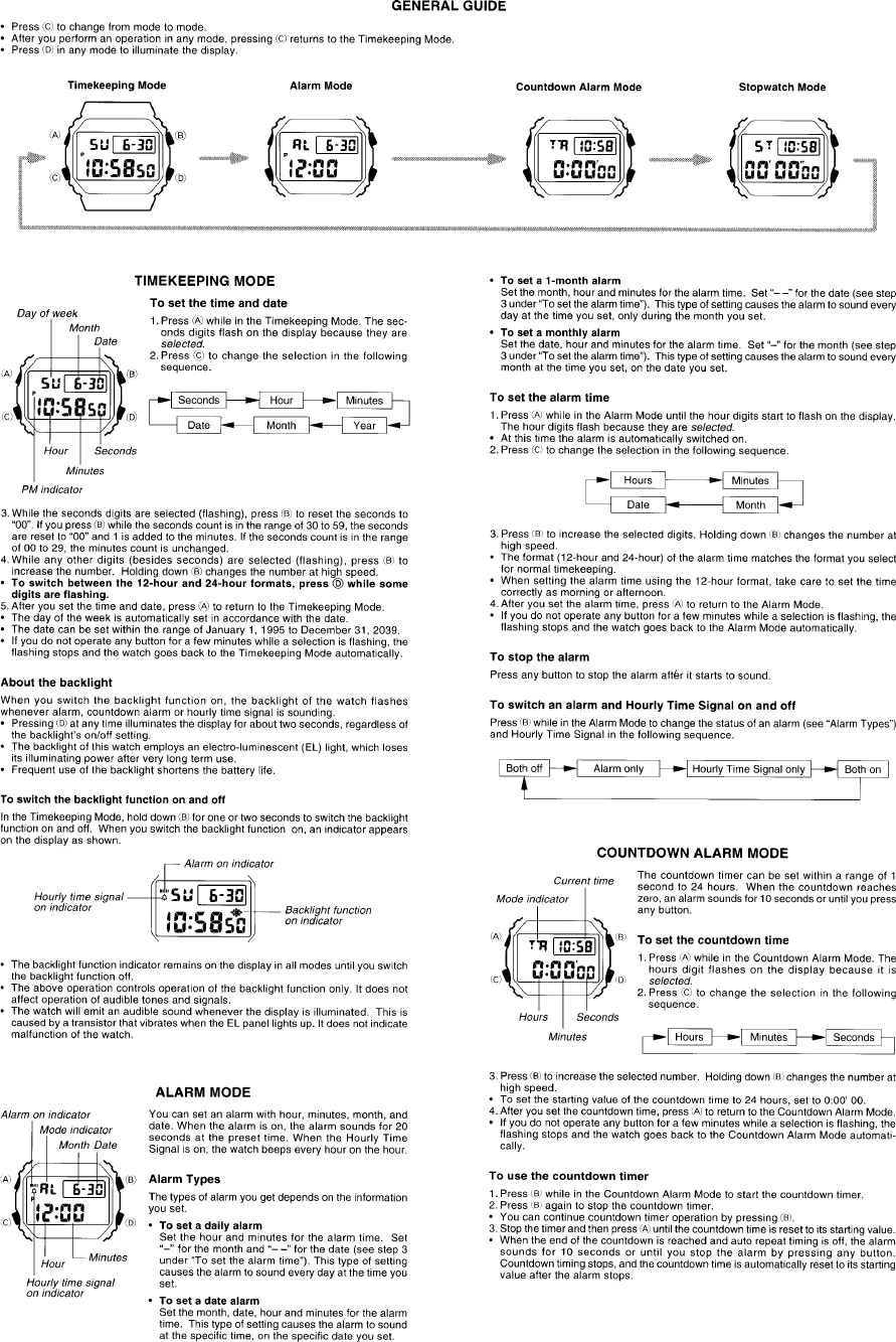 User manual Casio G-Shock DW-5600 (English - 4 pages)