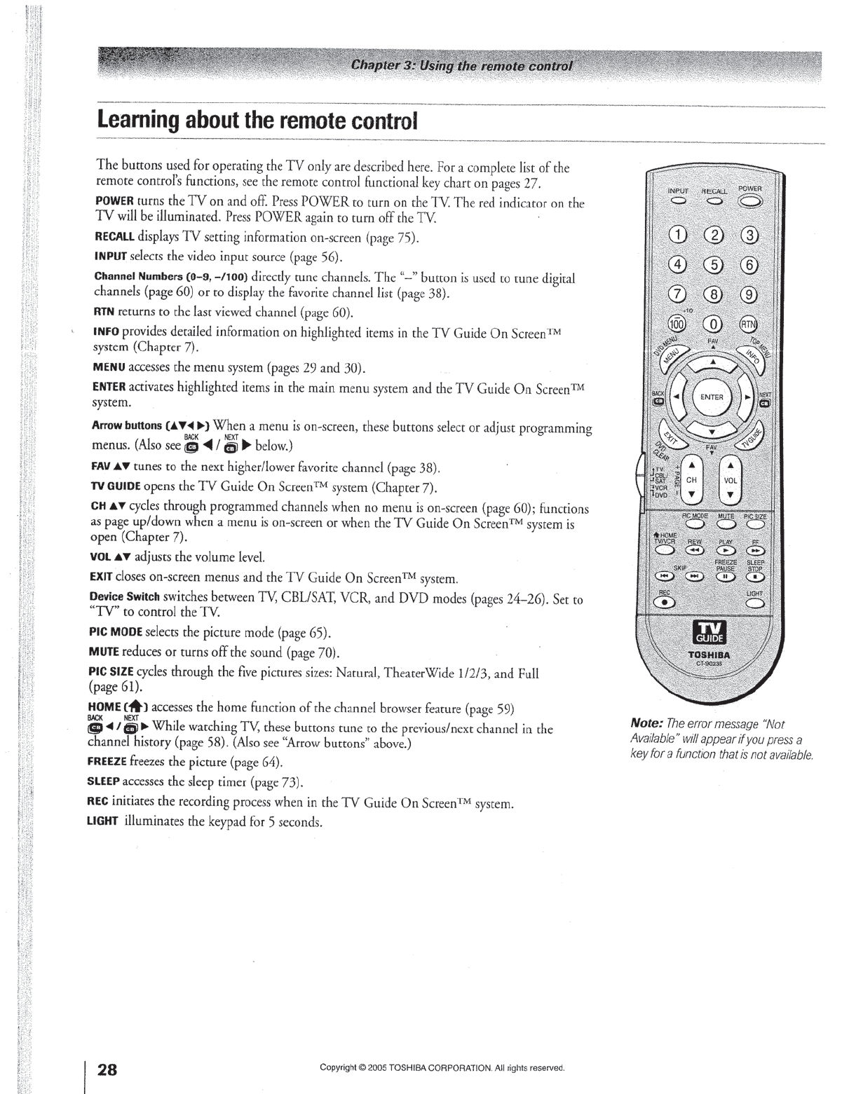 Page 28 of Toshiba Flat Panel Television 32HL95 User Guide