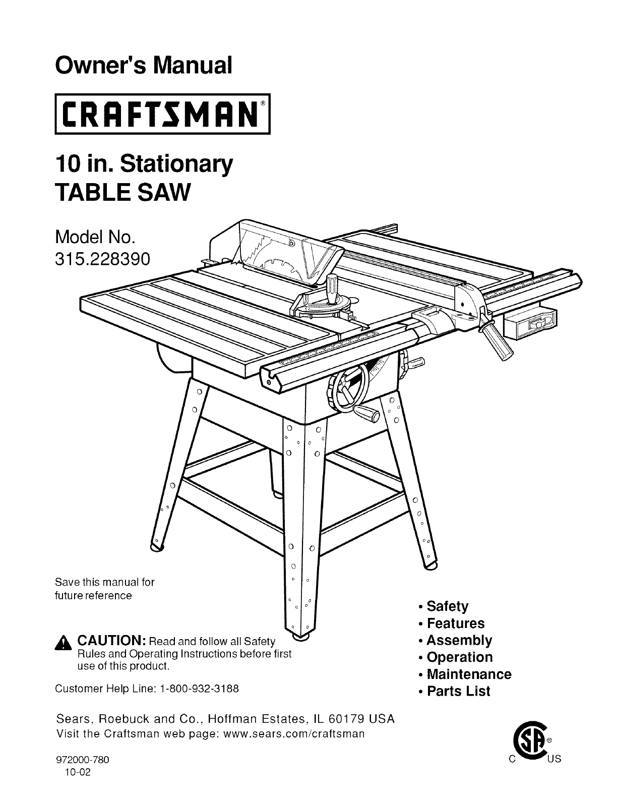 Craftsman Saw 315.22839 User Guide | ManualsOnline.com