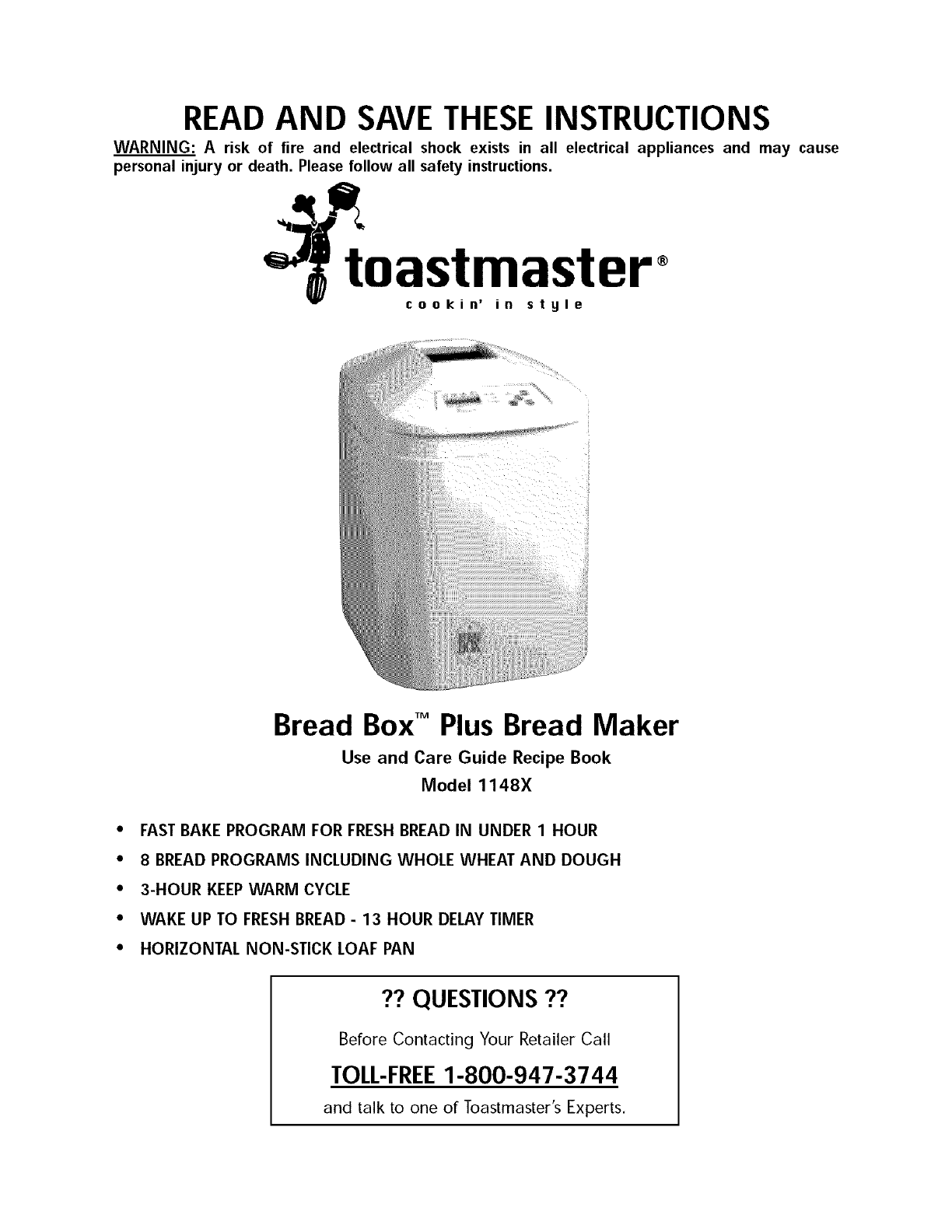 Toastmaster 1172X Use And Care Manual