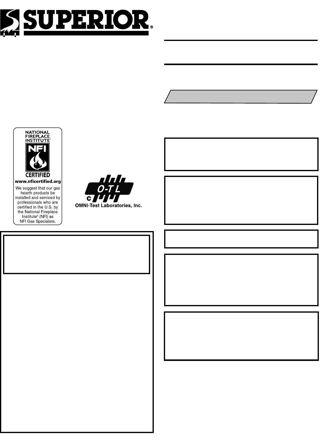 Superior Vfst Cmn 2 Indoor Fireplace User Manual