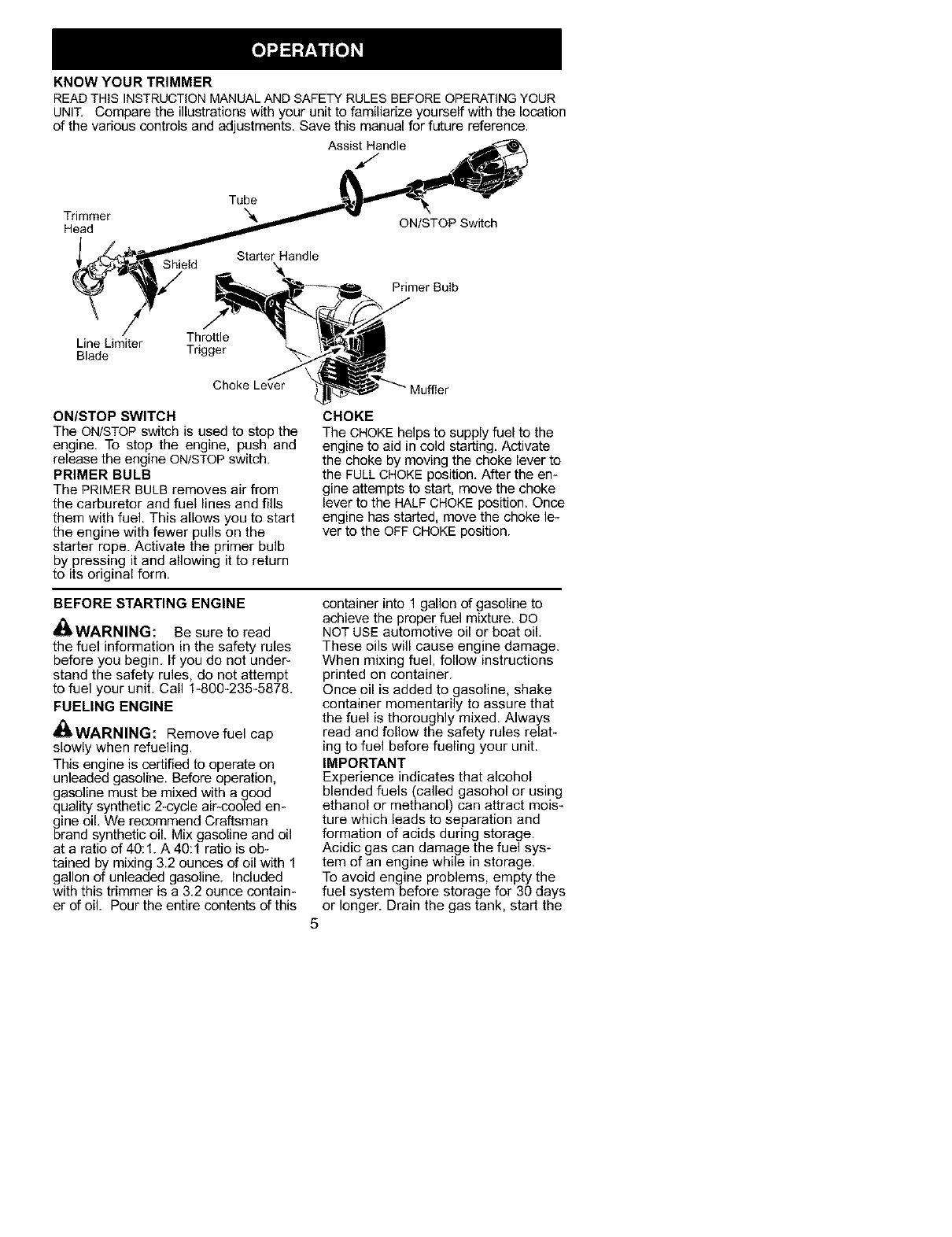 Page 5 of Craftsman Trimmer 358.79558 User Guide | ManualsOnline.com