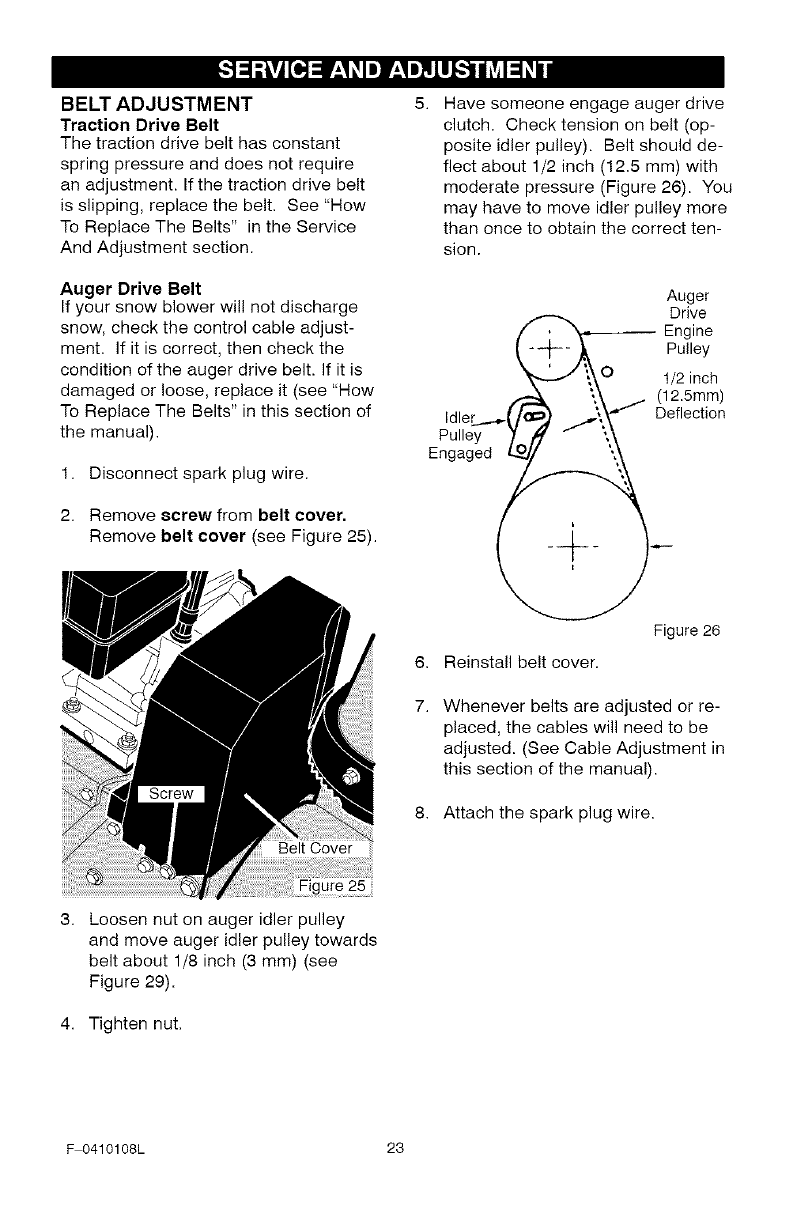 snowblower auger belt slipping