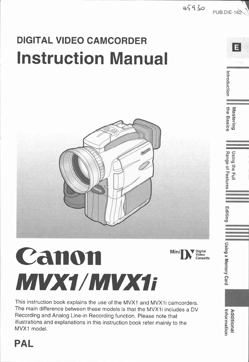 Canon Camcorder MVX1i User Guide | ManualsOnline.com