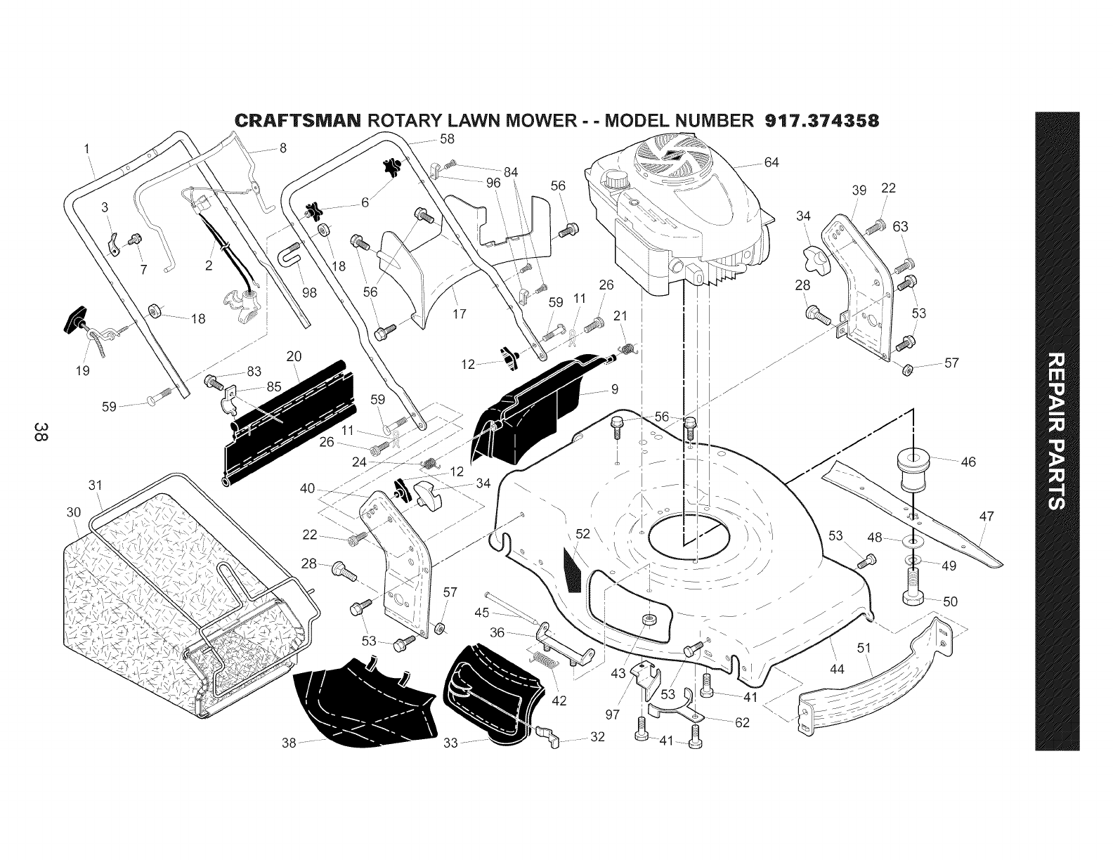 Page 38 of Craftsman Lawn Mower 917.374358 User Guide | ManualsOnline.com