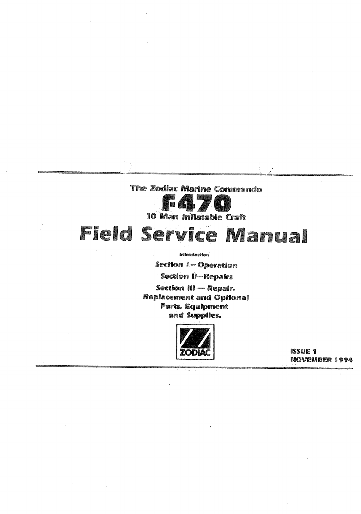 Zodiac International Boat F470 User Guide | ManualsOnline.com