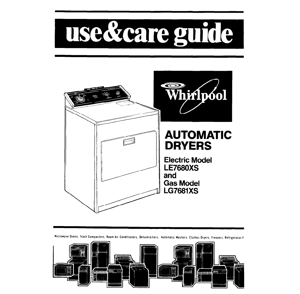 Dryer manual for whirlpool gas and electric dryers