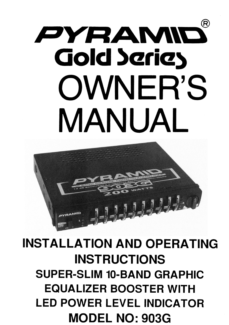 Pyramid Car Audio Stereo Equalizer 903g User Guide Manualsonline Com