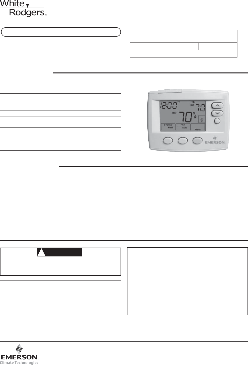 Emerson thermostat manual 1f80-04
