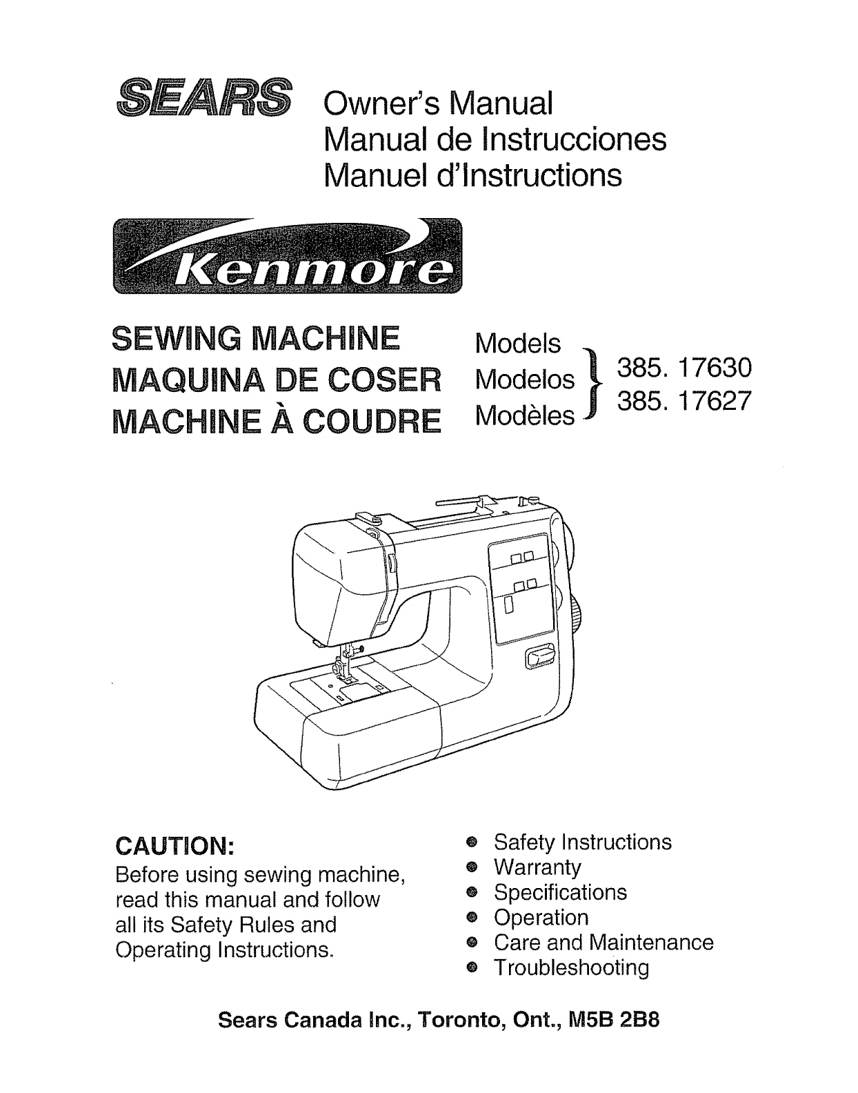 Kenmore sewing machines manuals 385