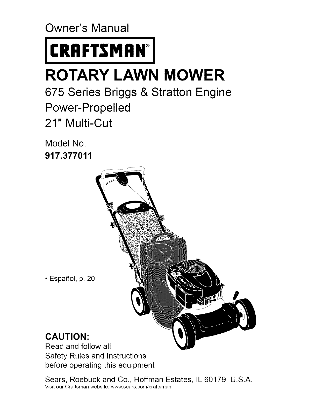Craftsman Lawn Mower 917.377011 User Guide | ManualsOnline.com