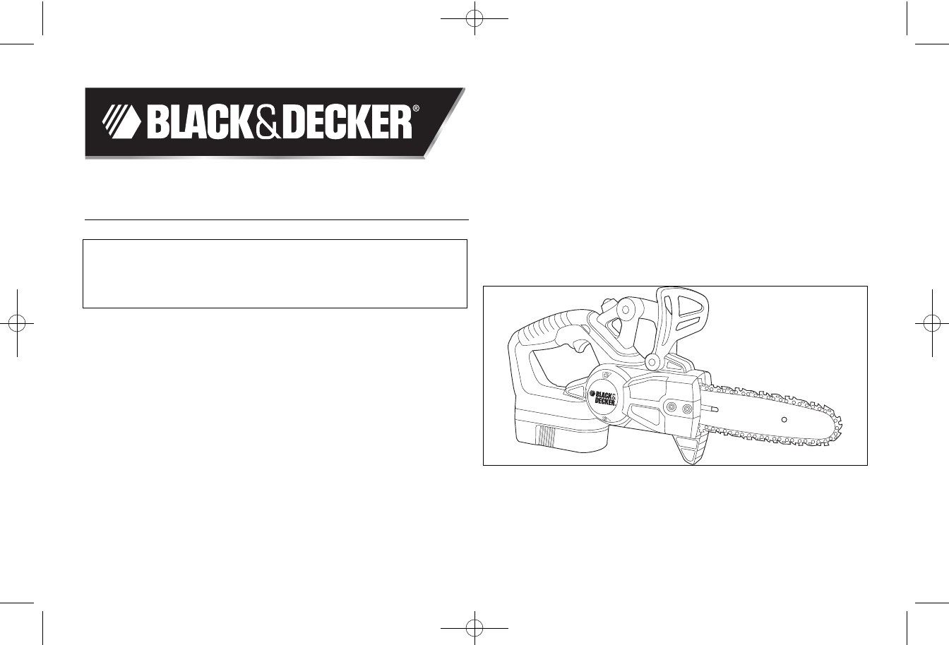 Black & Decker 18-Volt Cordless Chain Saw CCS818 