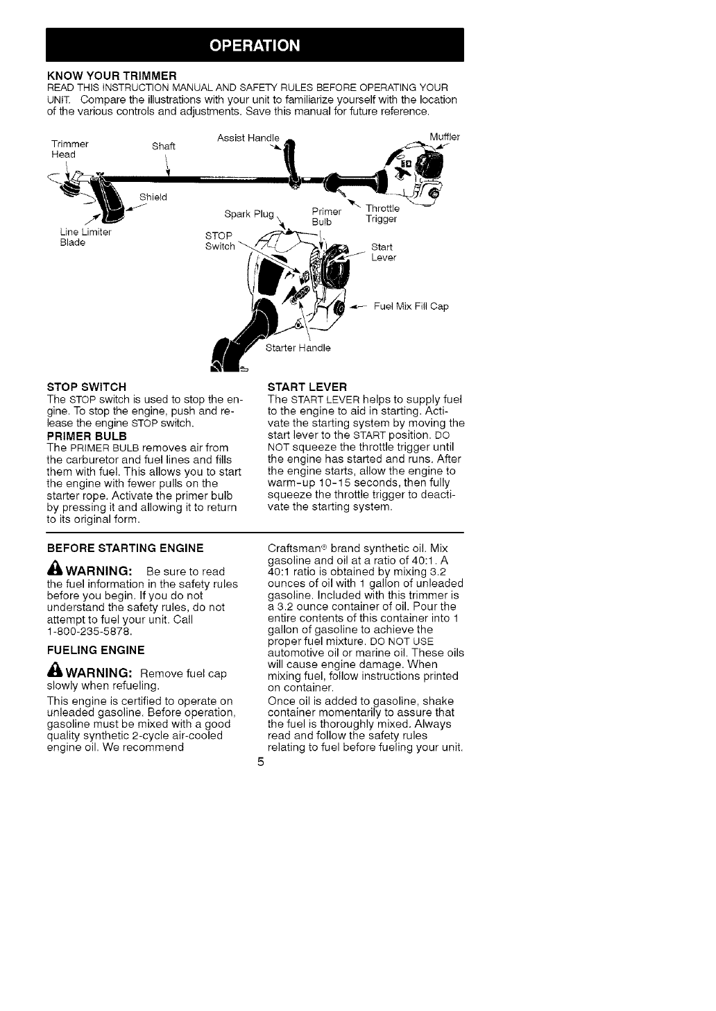 Page 5 of Craftsman Trimmer 358.79101 User Guide | ManualsOnline.com