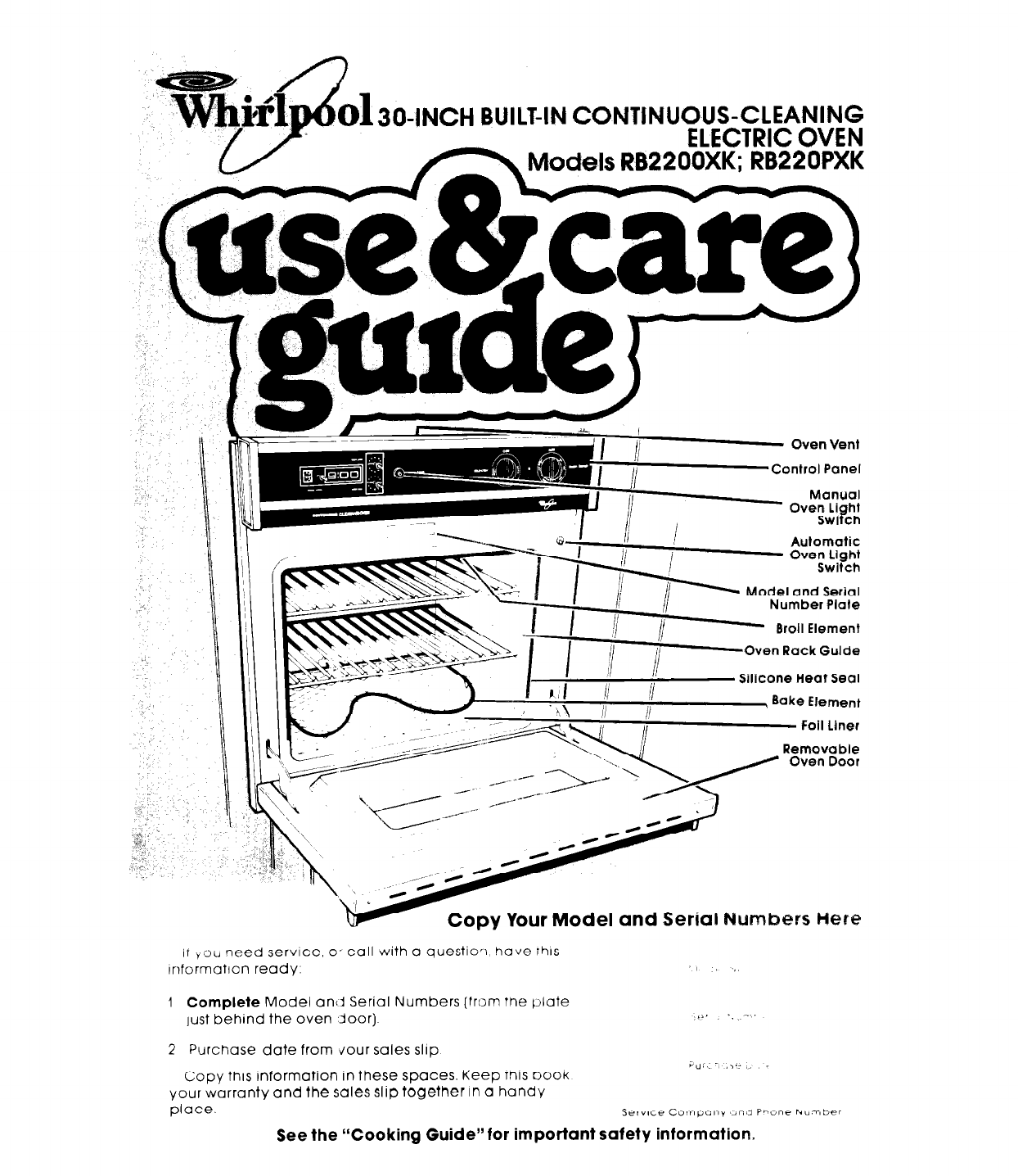 Whirlpool manual for oven