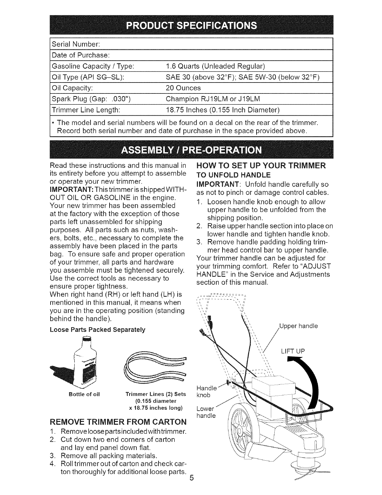 Page 5 of Craftsman Trimmer 917.77376 User Guide | ManualsOnline.com