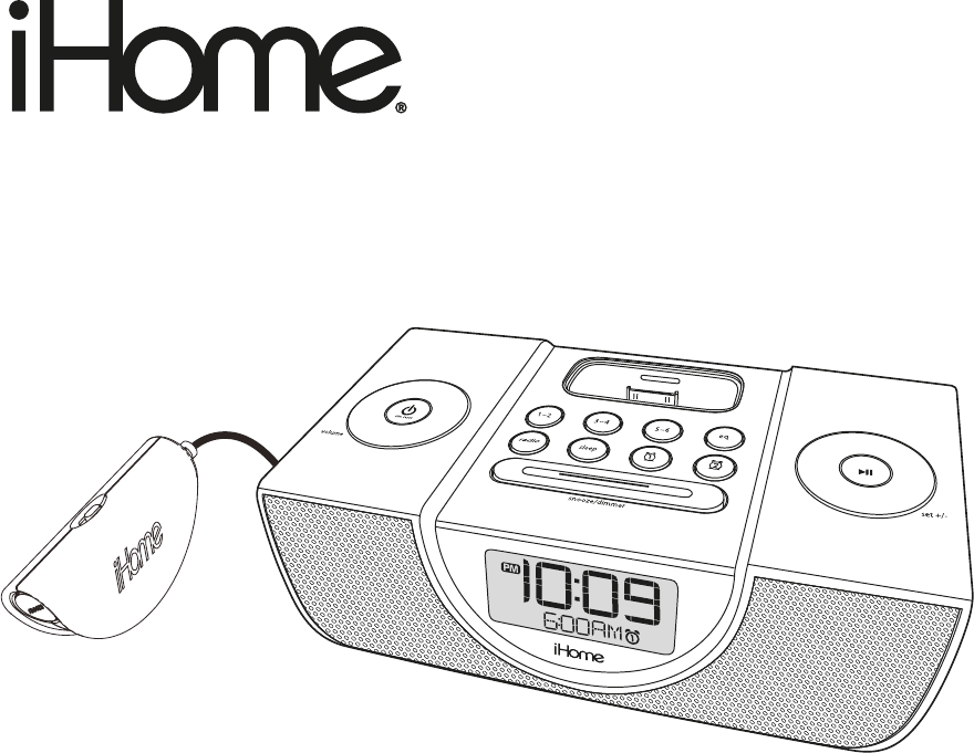 iHome Clock Radio IP43 User Guide | ManualsOnline.com