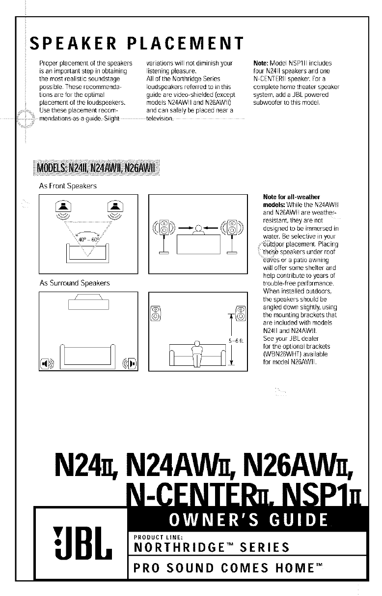 Jbl Speaker System N24ii User Guide Manualsonline Com