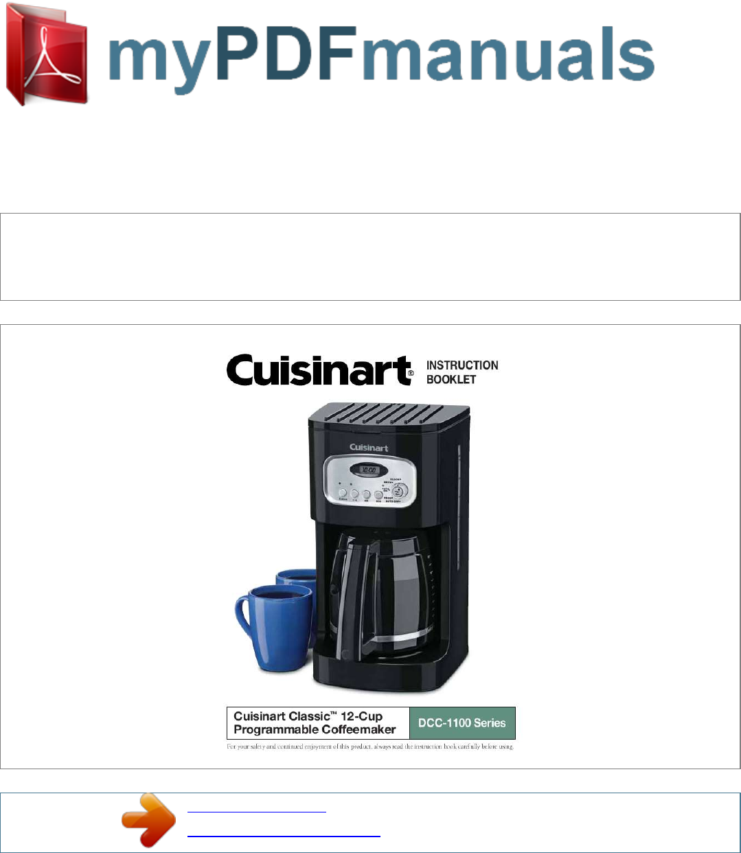 Cuisinart Coffeemaker DCC-1100 User Guide | ManualsOnline.com