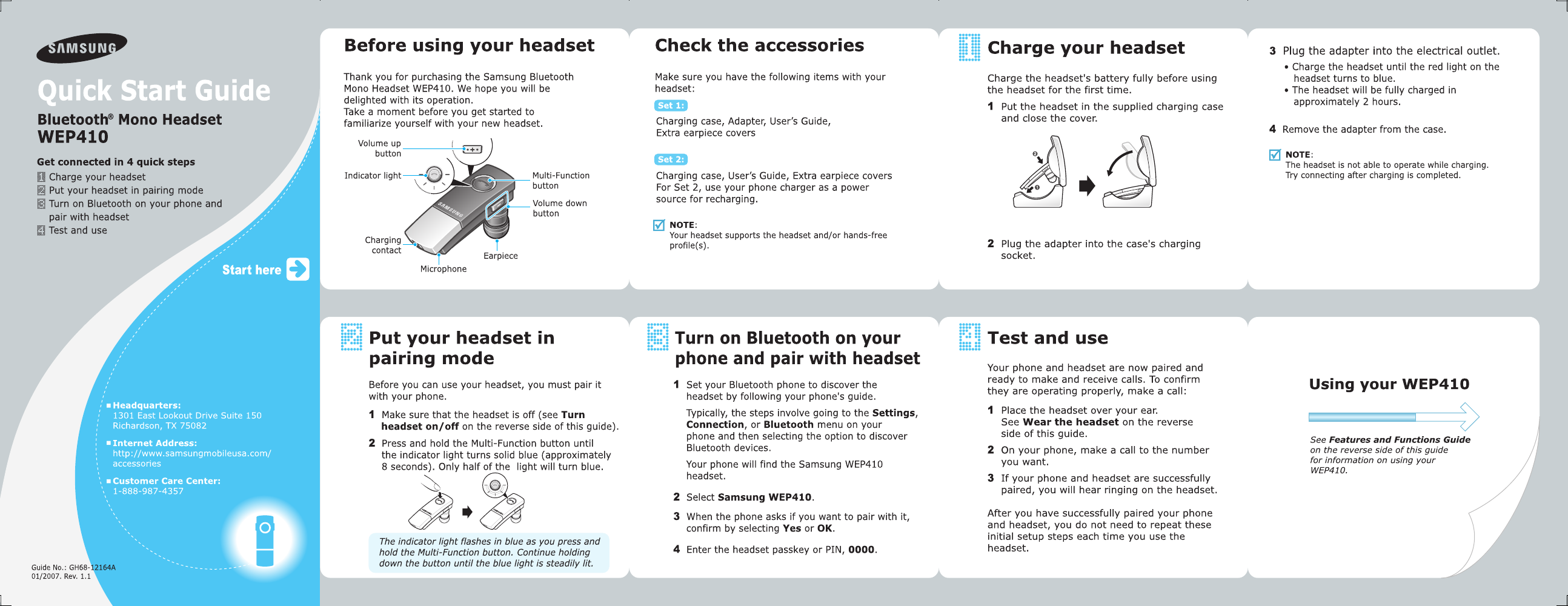 weefgetouw trommel reflecteren Samsung Bluetooth Headset WEP 410 User Guide | ManualsOnline.com